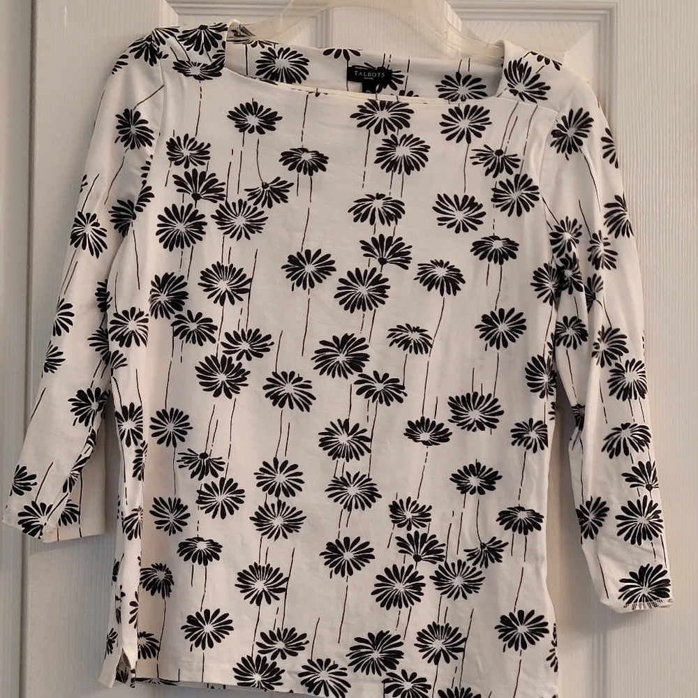 Cream and Black floral top